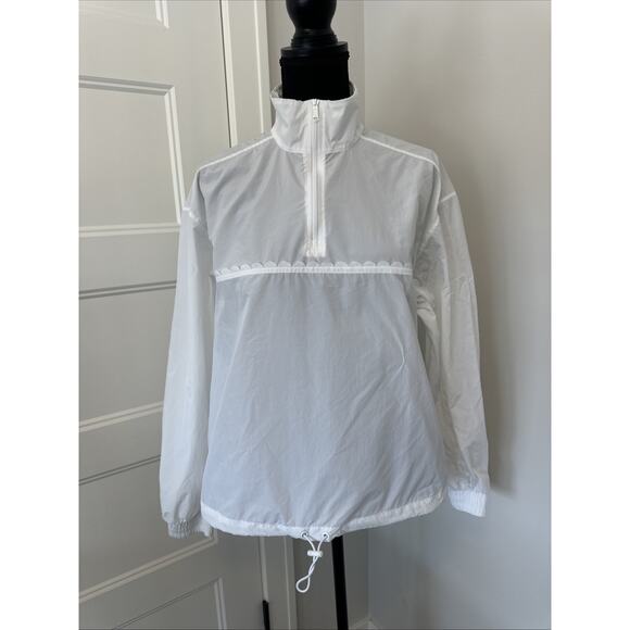 IVL COLLECTIVE Scallop Edge Anorak Brilliant White Windbreaker Jacket Spring S - Picture 1 of 8
